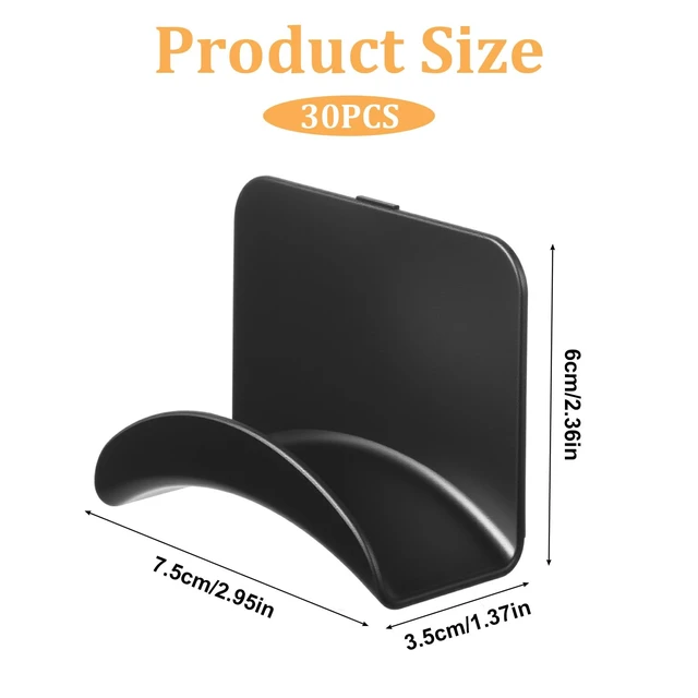 Alt view image 2 of 7 - SHENLIU 30 Pcs Headphone Wall Hangers, Adhesive Headset Holder Hooks for Wall Mount General Purpose Stand Hooks for Most Headphone Controller Hat Baseball Caps Closet Door