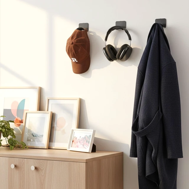 Alt view image 5 of 7 - SHENLIU 30 Pcs Headphone Wall Hangers, Adhesive Headset Holder Hooks for Wall Mount General Purpose Stand Hooks for Most Headphone Controller Hat Baseball Caps Closet Door