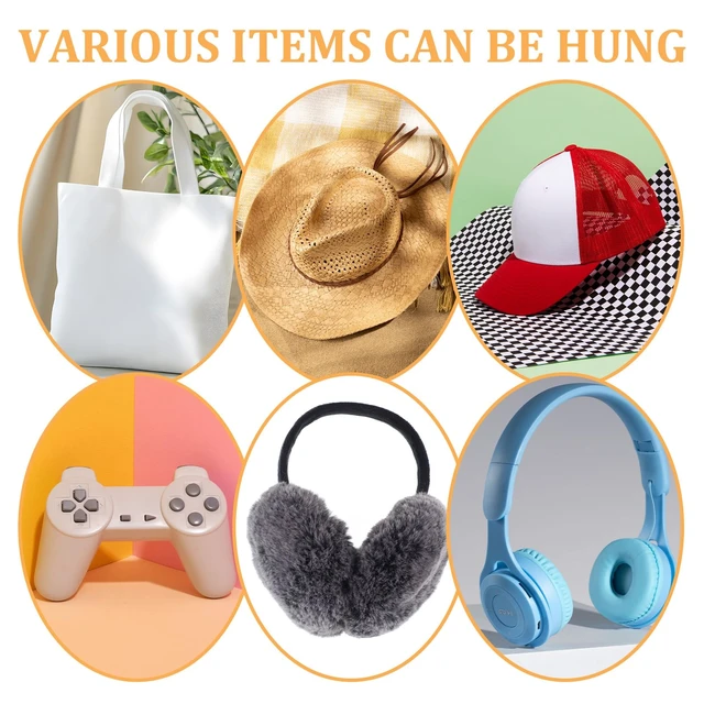 Alt view image 6 of 7 - SHENLIU 30 Pcs Headphone Wall Hangers, Adhesive Headset Holder Hooks for Wall Mount General Purpose Stand Hooks for Most Headphone Controller Hat Baseball Caps Closet Door