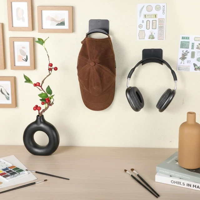 Alt view image 7 of 7 - SHENLIU 30 Pcs Headphone Wall Hangers, Adhesive Headset Holder Hooks for Wall Mount General Purpose Stand Hooks for Most Headphone Controller Hat Baseball Caps Closet Door