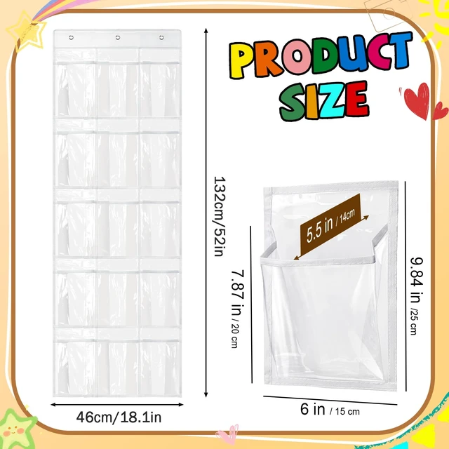 Alt view image 2 of 7 - ProtectHobby Headphone Storage Classroom Headphone Organizer 15 Pockets PVC Clear Organizer Holder for School Cell Phones Calculators, With Headphone Storage Stickers & Digital Stickers