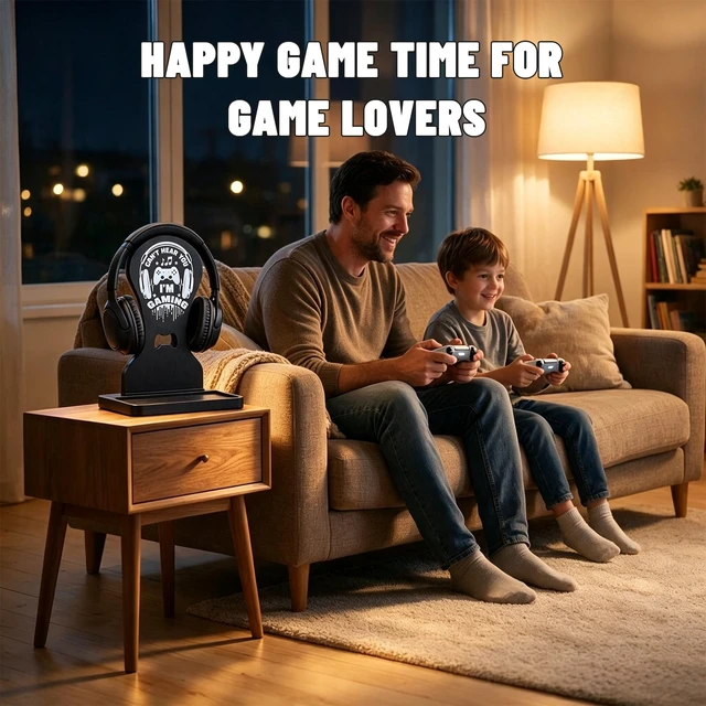 Alt view image 4 of 7 - Gamer Gifts for Teenage,Headphone Stand with Controller Holder & Storage | Birthday Gifts, Gamer Lovers Room Decor Stuff Wooden Headset Holder for Christmas