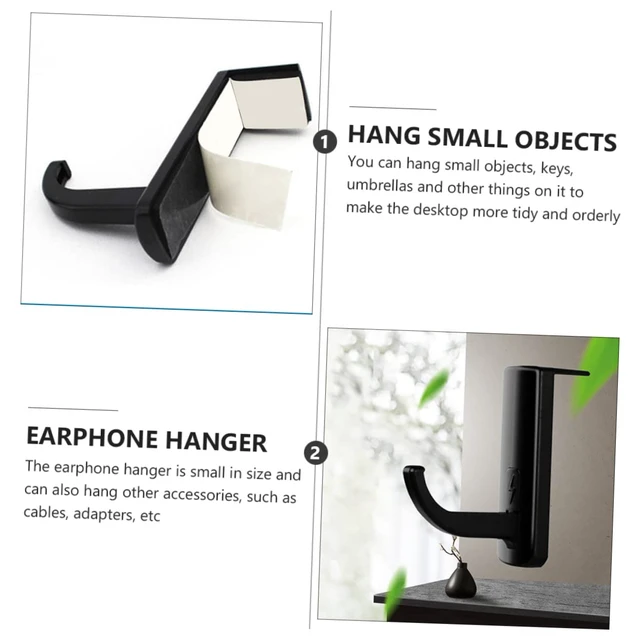 Alt view image 7 of 7 - OSALADI Headset Mount for Monitor Adhesive Headphone Stand Hanger Over Ear Headset Hook Organizer for Desktop Monitor Side Storage for Cables Keys Adapters Home Office