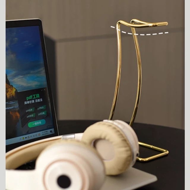Alt view image 4 of 6 - ARFUKA Headphone Stand Desktop Headset Holder Earphone Stand Metal Desk Gaming Headset Holder for All Headphones Size (Gold)