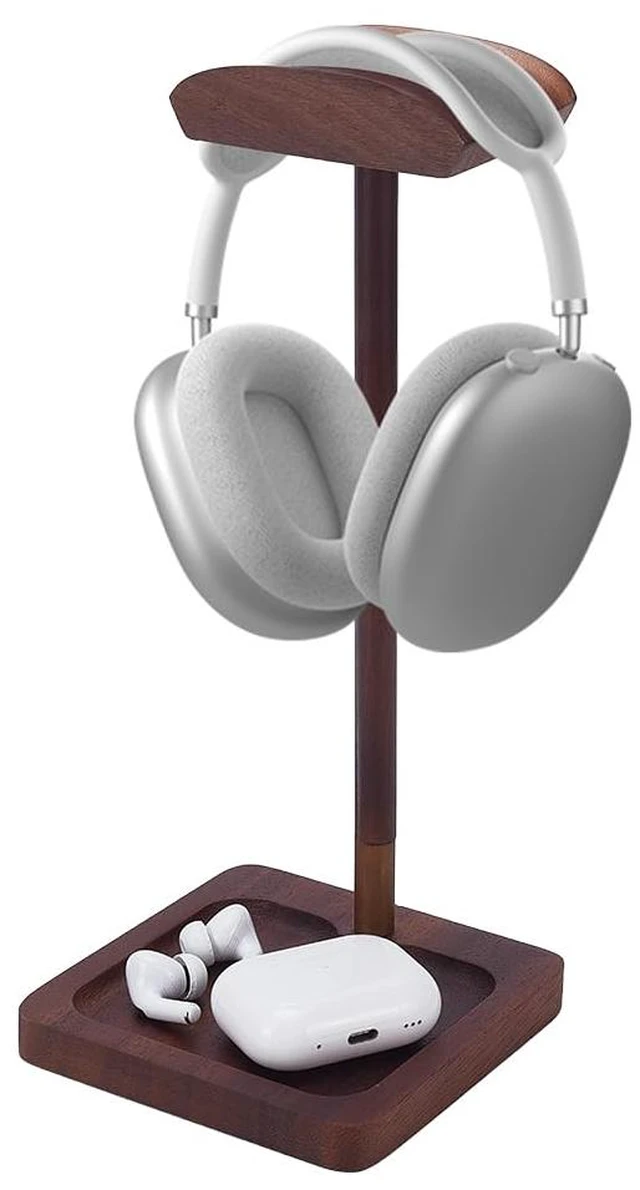 Main image of ORIGACH Headphone Stand for Desk, Walnut Wood Gaming Headset Stand with Solid Wooden Base Universal Headphone Hanger Desktop Earphone Stand