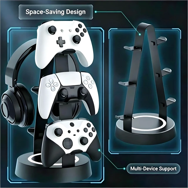 Alt view image 3 of 5 - KELJUN Controller Holder Stand for Gamepads and Headphones | A-Shape,Universal fit,Stable,Display,Non-slip,Gamer gift