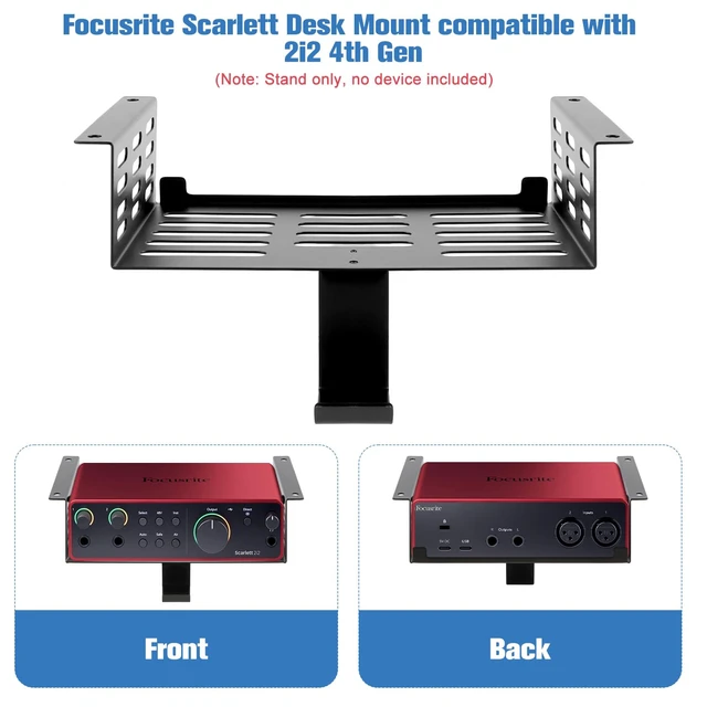 Alt view image 2 of 7 - Metal Under Desk Mount for Focusrite Scarlett 2i2 4th Gen with Adjustable Headphone Hanger Stand, Metal Under Desk Mount for Audio Interfaces and Studio Gear (Only for Focusrite Scarlett 2i2 4th Gen)