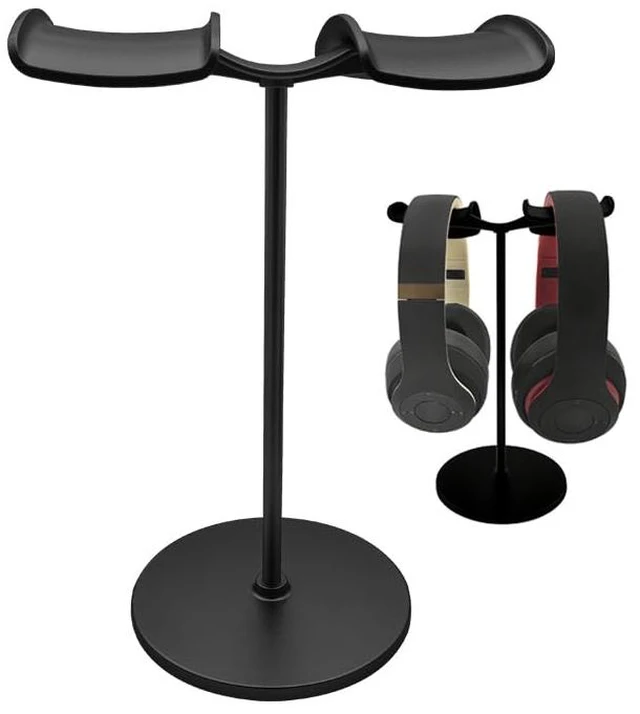 Main image of Dual Headphone Stand for Desk | Stable, Portable, Space Saving, Multi Headphone Holder, Home, Office, Desktop, Gaming Setup