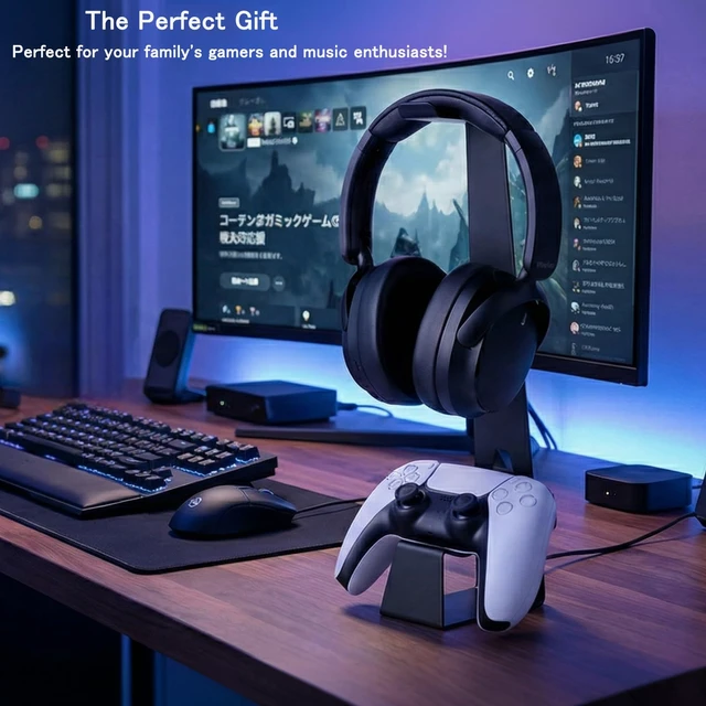 Alt view image 6 of 7 - KAIXUANMAN Headphone and Controller Stand Gaming Headset Stand Metal | Headphone Stand with Controller Holder Creative Gift for Teens, Gamers, Gaming Equipment Accessories for Desk Black