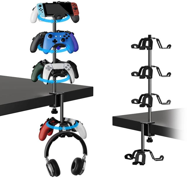 Main image of ANSHAWTIY Aluminum Alloy Controller Holder 4 Layers Headphone Stand,Headset Holder & Desk Mounts for 12 Packs Controller360 Degree Rotation Tier,Gaming Controller Stand for Xbox PS5 PS4 Switch(Black)