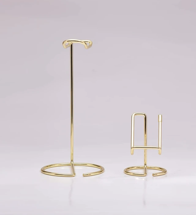 Alt view image 7 of 7 - JIARI Headphones Stand and Cell Phone Stand Desktop Metal Holder Accessories 2pcs Set (Gold)