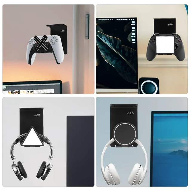 Alt view image 5 of 7 - VKheroKV HC128 Headphone Holder Hanger for Desk, Include Adhesive Strips, Universal Headset Stand for PS4/PS5/Xbox/PC/Mac/Headphones Game Controller Hanger (Including 4 Types)