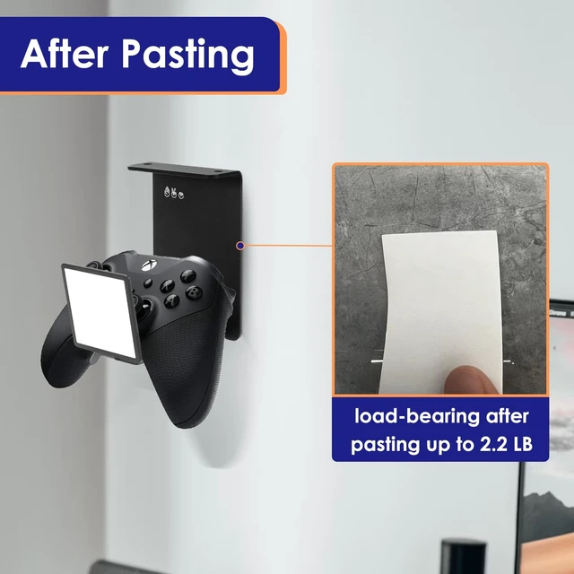 Alt view image 4 of 7 - VKheroKV HC128 Headphone Holder Hanger for Desk, Include Adhesive Strips, Universal Headset Stand for PS4/PS5/Xbox/PC/Mac/Headphones Game Controller Hanger (Including 4 Types)