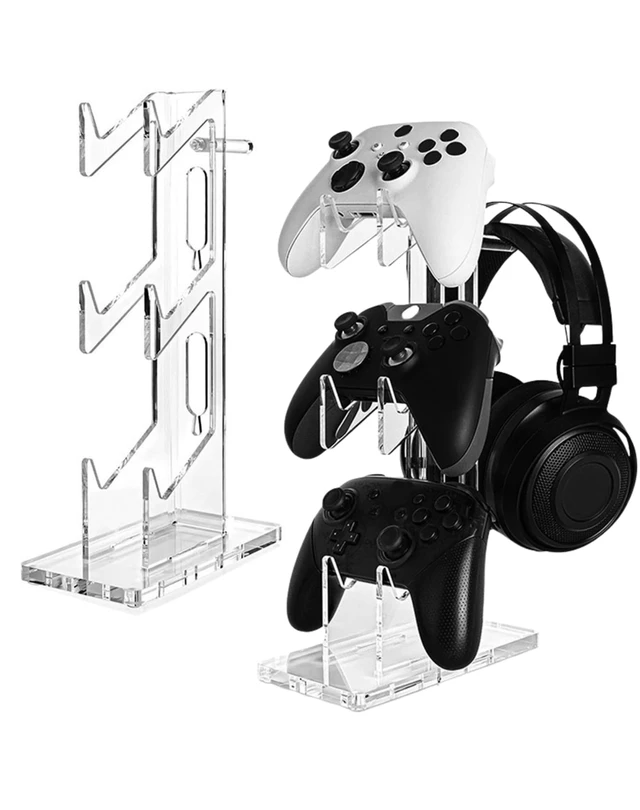 Main image of Controller Stand 3 Tiers , Universal Controller Holder Headphone Stand, Headset Holder, Acrylic Controller Display Stand Compatible with Xbox, PS5, PS4, NS - Ideal Desk Mount for Gamers,Transparent