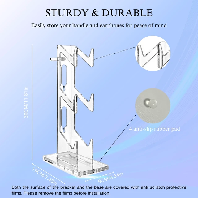 Alt view image 2 of 7 - Controller Stand 3 Tiers , Universal Controller Holder Headphone Stand, Headset Holder, Acrylic Controller Display Stand Compatible with Xbox, PS5, PS4, NS - Ideal Desk Mount for Gamers,Transparent