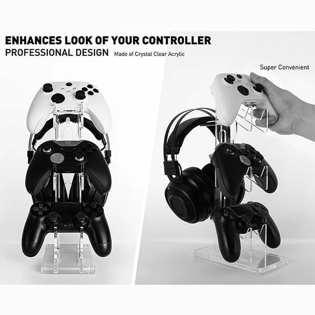 Alt view image 5 of 7 - Controller Stand 3 Tiers , Universal Controller Holder Headphone Stand, Headset Holder, Acrylic Controller Display Stand Compatible with Xbox, PS5, PS4, NS - Ideal Desk Mount for Gamers,Transparent