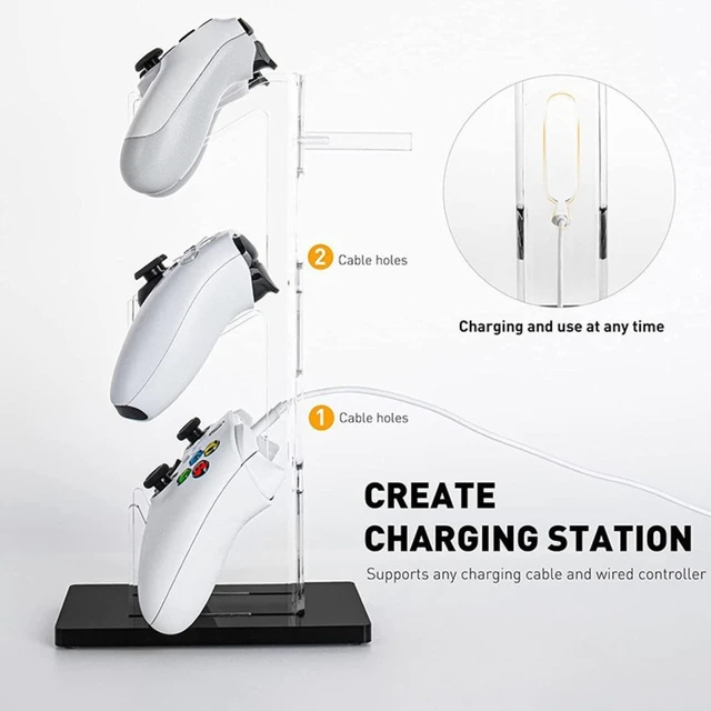 Alt view image 4 of 7 - Controller Stand 3 Tiers , Universal Controller Holder Headphone Stand, Headset Holder, Acrylic Controller Display Stand Compatible with Xbox, PS5, PS4, NS - Ideal Desk Mount for Gamers,Transparent