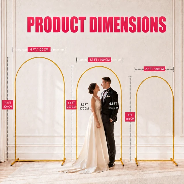Alt view image 3 of 6 - 2 Pack Arch Backdrop Stand (7.2FT/6FT), Balloon Arch Stand | Metal Background Arch Stand, Backdrop Arch Frame, Wedding Arch for Backdrop