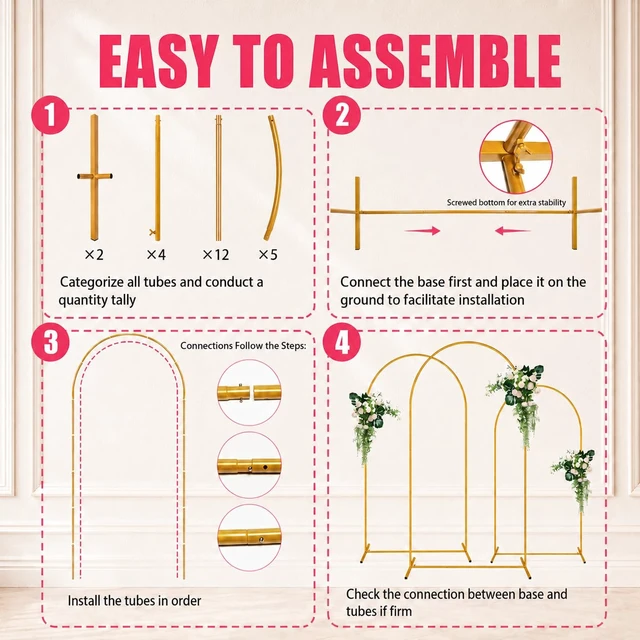 Alt view image 5 of 6 - 2 Pack Arch Backdrop Stand (7.2FT/6FT), Balloon Arch Stand | Metal Background Arch Stand, Backdrop Arch Frame, Wedding Arch for Backdrop