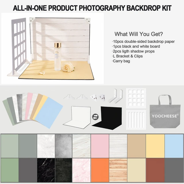 Alt view image 2 of 7 - Photo Backdrop for Product Photography, Tabletop Kit, 16.5x11.7in | Create product photos with realistic backgrounds for food, jewelry and small products for content creators and online sellers