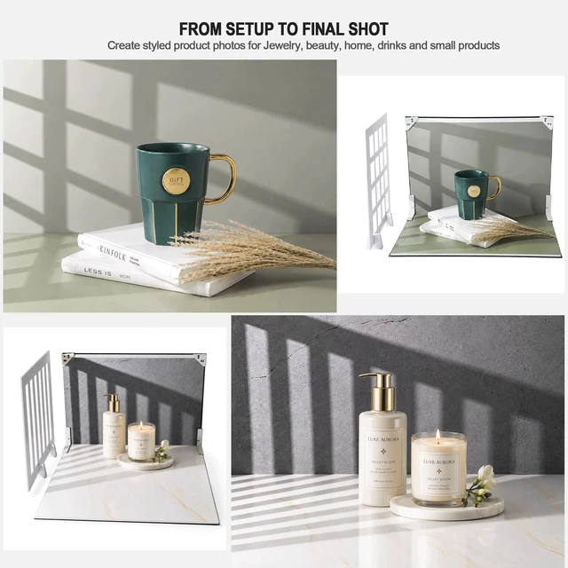 Alt view image 5 of 7 - Photo Backdrop for Product Photography, Tabletop Kit, 16.5x11.7in | Create product photos with realistic backgrounds for food, jewelry and small products for content creators and online sellers