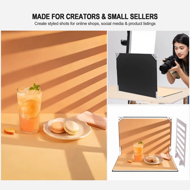 Alt view image 6 of 7 - Photo Backdrop for Product Photography, Tabletop Kit, 16.5x11.7in | Create product photos with realistic backgrounds for food, jewelry and small products for content creators and online sellers
