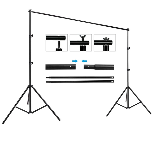 Alt view image 4 of 6 - HYJ-INC Photo Video Studio Photography Backdrop Stand, 8 x 8 ft Adjustable Photo Background Holder, Back Drop Banner Stand Support System Kit with Carry Bag