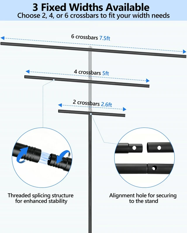 Alt view image 3 of 7 - Hemmotop White Backdrop with Stand, 8x7.5ft Photography Background Kit | Sturdy Threaded Connection Stand, Draped Polyester Fabric, Perfect for Photoshoot Wedding Birthday Party Projector Screen