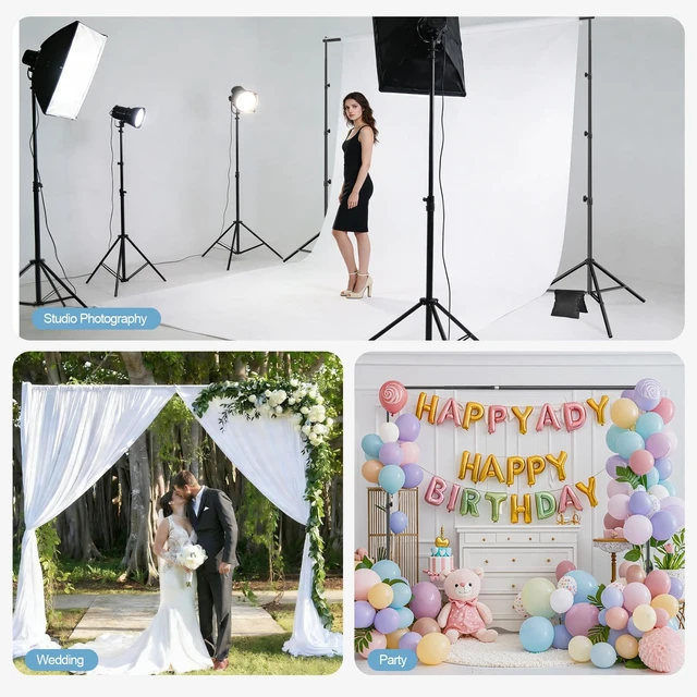 Alt view image 2 of 7 - 10x10FT Backdrop Stand Adjustable Back Drop Stand for Party Wedding | Photo Backdrop Stand with 6 Clamps, 2 Sandbags, Carry Bag for Photography, Video, Baby Shower,Events Decoration, Photo Studio