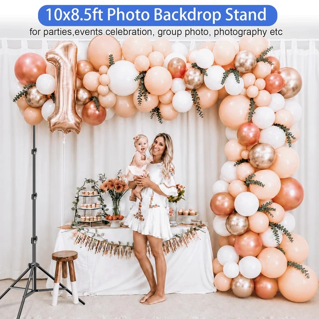 Alt view image 2 of 7 - EMART Photo Backdrop Stand, 8.5x10ft Back Drop Stand for Party, Photography | Banner Holder with 6Clamps&Clips, 2Sandbags,Square Backdrop Stand for Wedding, Baby Shower, Events Dectoration, Exhibition