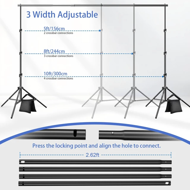 Alt view image 3 of 7 - EMART Photo Backdrop Stand, 8.5x10ft Back Drop Stand for Party, Photography | Banner Holder with 6Clamps&Clips, 2Sandbags,Square Backdrop Stand for Wedding, Baby Shower, Events Dectoration, Exhibition