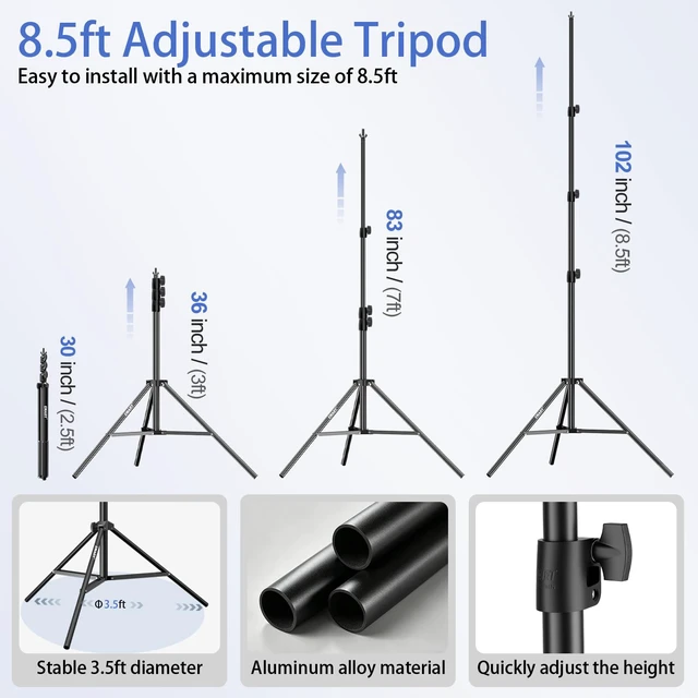 Alt view image 4 of 7 - EMART Photo Backdrop Stand, 8.5x10ft Back Drop Stand for Party, Photography | Banner Holder with 6Clamps&Clips, 2Sandbags,Square Backdrop Stand for Wedding, Baby Shower, Events Dectoration, Exhibition