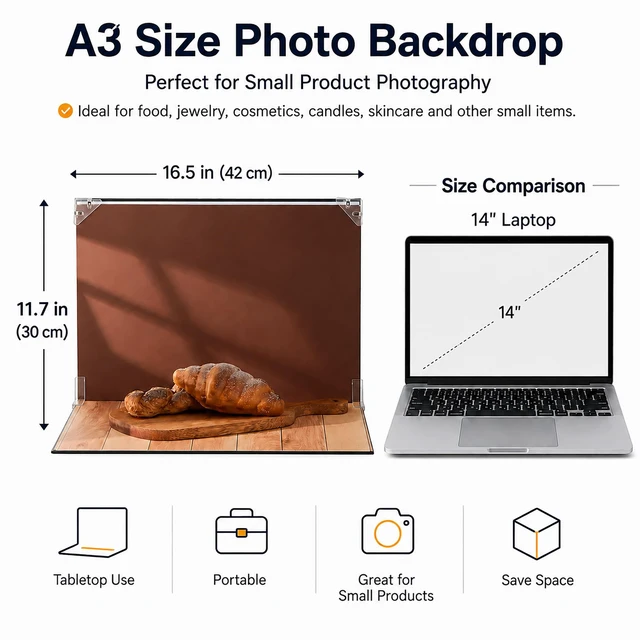 Alt view image 2 of 7 - Product Photography Backdrop Kit with 7 Shadow Boards, Tabletop Photo Backdrop Board, 12 Double-Sided Background Papers, Food Photography Backdrops for Jewelry, Cosmetics, Skincare & Small Products