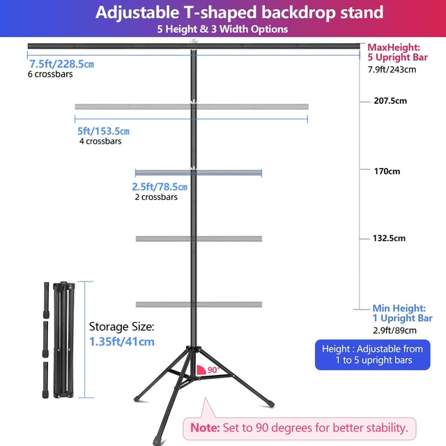 Alt view image 2 of 7 - White Backdrop with Stand, 6.5x8.2FT Background with 7.5x7.9FT Stand | Wider backdrop with stand kit, adjustable, portable, carry bag & 5 clamps, white photo backdrop for photography video studio