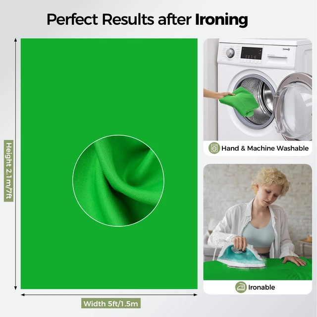 Alt view image 3 of 7 - Emart 5x6.5ft Green Screen Backdrop Kit with T-Shape Stand and 6 Clamps | Reverse folding base for easy storage & transportperfect for Photography, Photoshoot, Studio Video Recording, Streaming