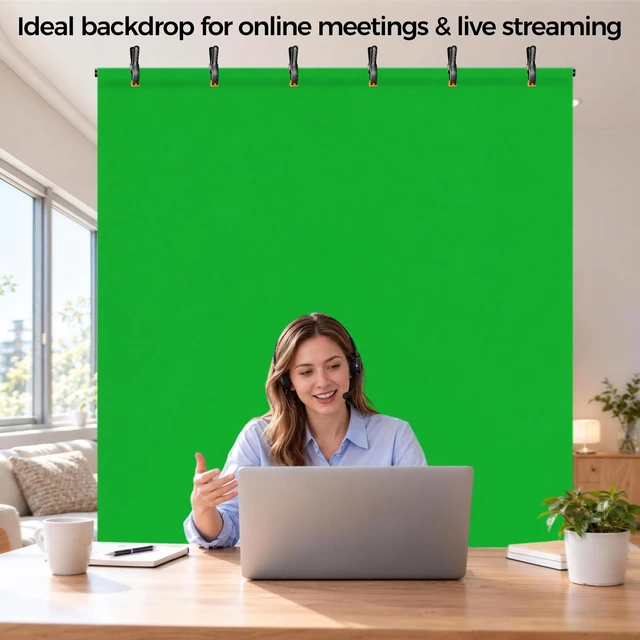 Alt view image 4 of 7 - Emart 5x6.5ft Green Screen Backdrop Kit with T-Shape Stand and 6 Clamps | Reverse folding base for easy storage & transportperfect for Photography, Photoshoot, Studio Video Recording, Streaming