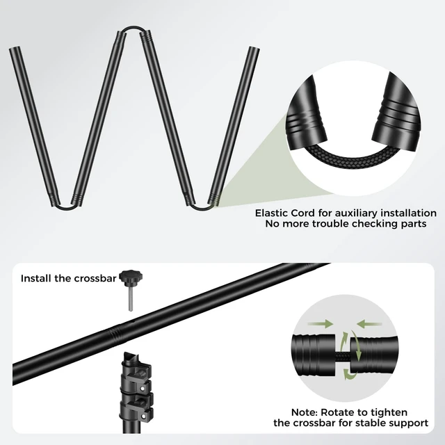 Alt view image 7 of 7 - Emart 5x6.5ft Green Screen Backdrop Kit with T-Shape Stand and 6 Clamps | Reverse folding base for easy storage & transportperfect for Photography, Photoshoot, Studio Video Recording, Streaming