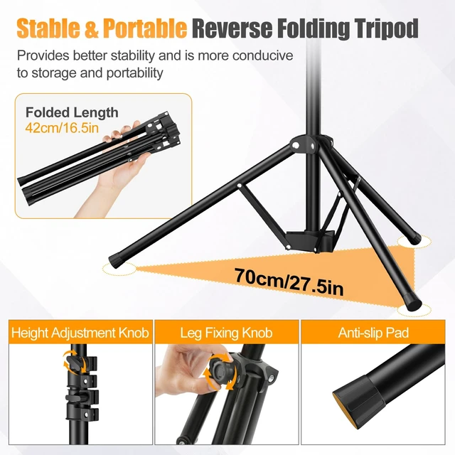 Alt view image 4 of 7 - Qoolfoto 5x8ft Black and White 2in1 Revisible Photo Backdrop with Stand | White Black Backdrop Background with Portable T-Shape Stand, Carry Bag and 5 Clamps for Photography Video Meeting Streaming