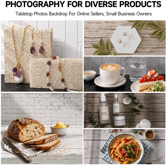 Alt view image 3 of 7 - Product Photography Backdrops 16x11.5 in, Food Photo Backdrop Board Kit | 10pcs Double-Sided ,Tabletop background for Jewelry, Cosmetics, Candles, Crafts and UGC Content creators and small businesses