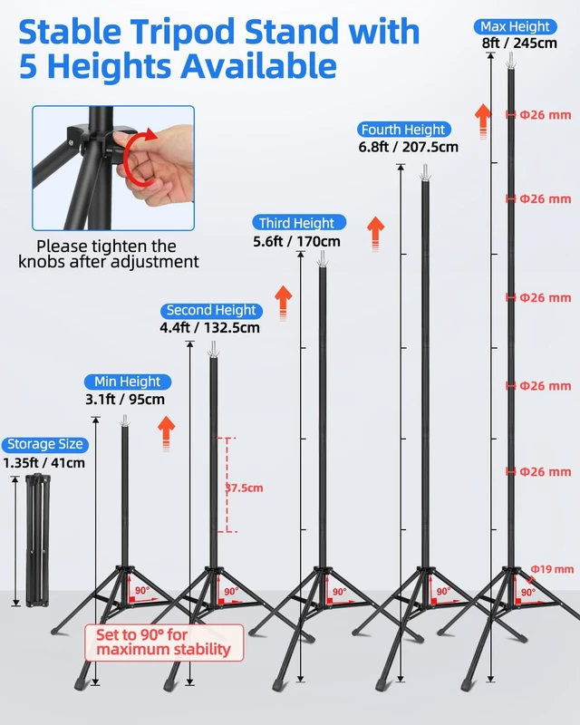 Alt view image 2 of 7 - Hemmotop T Shape Backdrop Stand 8x7.5ft(HxW) Portable | Threaded Connection, Same Pipe Size, Extra Sturdy, with 5 Clips and Carry Bag, for Birthday, Baby Shower Party, Photoshoot