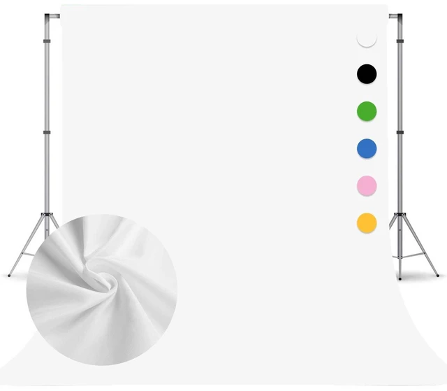 Main image of White Photography Backdrop for Photoshoot, Fabric 8x10ft | Versatile Studio Photo Backgrounds, Non Reflective, Easy to Use, for Portraits, Product, Party, Video Creation