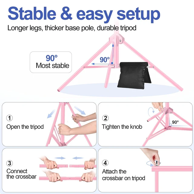 Alt view image 5 of 6 - EMART Backdrop Stand 10x7FT Adjustable Back Drop Stand for Party -Pink | Background Stand Backdrop with 8 Clamps, 2 Sandbags for Photography, Wedding, Baby Shower, Events Decoration, Photo Studio