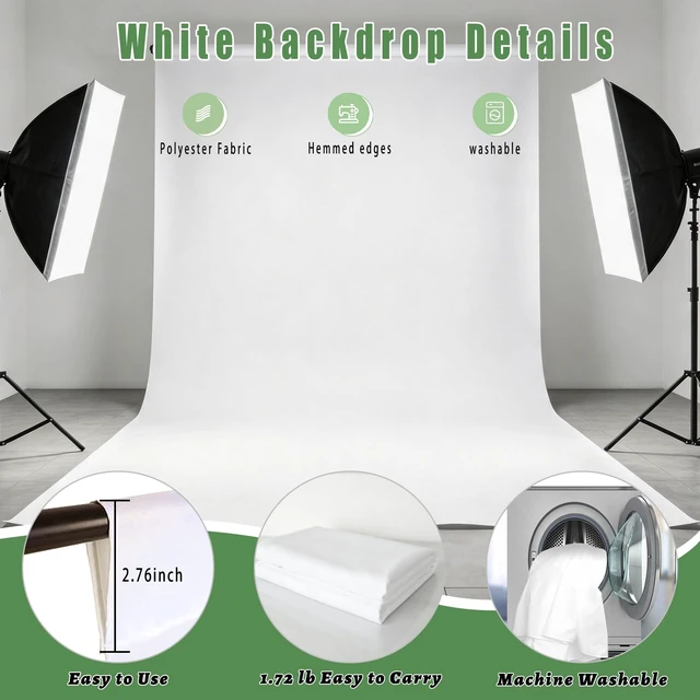 Alt view image 5 of 7 - White Photography Backdrop for Photoshoot, Fabric 8x10ft | Versatile Studio Photo Backgrounds, Non Reflective, Easy to Use, for Portraits, Product, Party, Video Creation