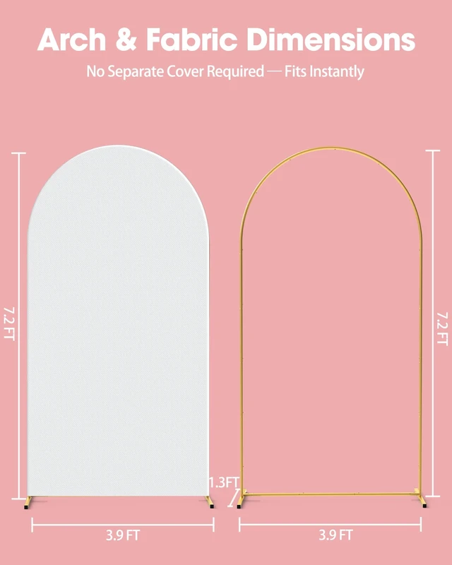 Alt view image 2 of 7 - Pureegg Arch Backdrop Stand and Cover Set, Metal, 7.2 ft, White | Wedding, Party, Celebrations, Easy Assembly, Stable Base, Gold Frame