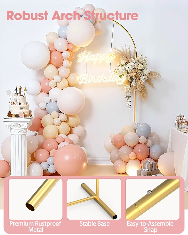 Alt view image 4 of 7 - Pureegg Arch Backdrop Stand and Cover Set, Metal, 7.2 ft, White | Wedding, Party, Celebrations, Easy Assembly, Stable Base, Gold Frame