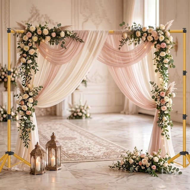 Alt view image 4 of 7 - 10x7.5ft Photo Backdrop Stand 3-in-1 T-Shape Heavy Duty for Studio Gold | Portable Photography Background Stand Kit with Carrying Bag, 6 Clamps, 2 Sandbags for Party, Video, Banner Display, Outdoor