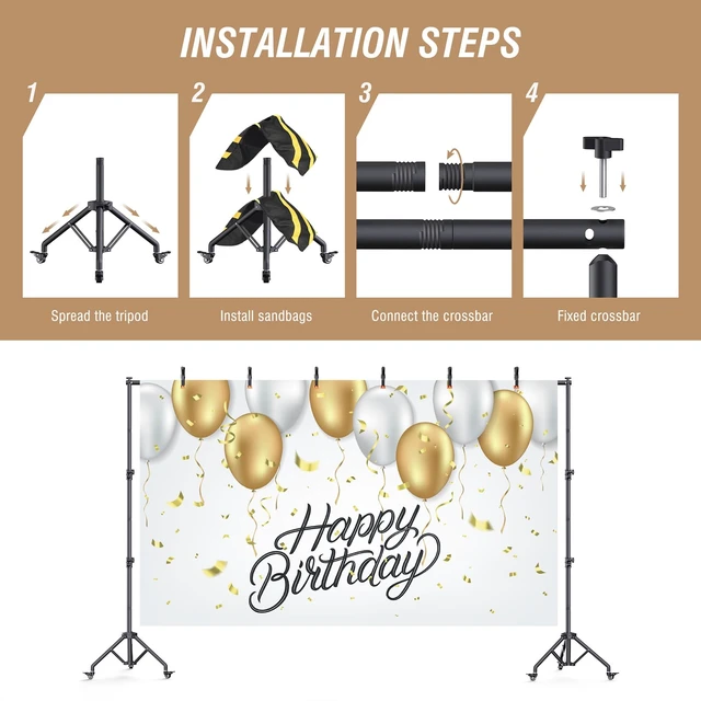 Alt view image 3 of 7 - Backdrop Stand with Wheels 10x7.5Ft (WxH), Photo Backdrop Stand Easy to Move,Heavy Duty Back Drop Adjustable Stand for Parties,Banner Stand Photography and Video Studios