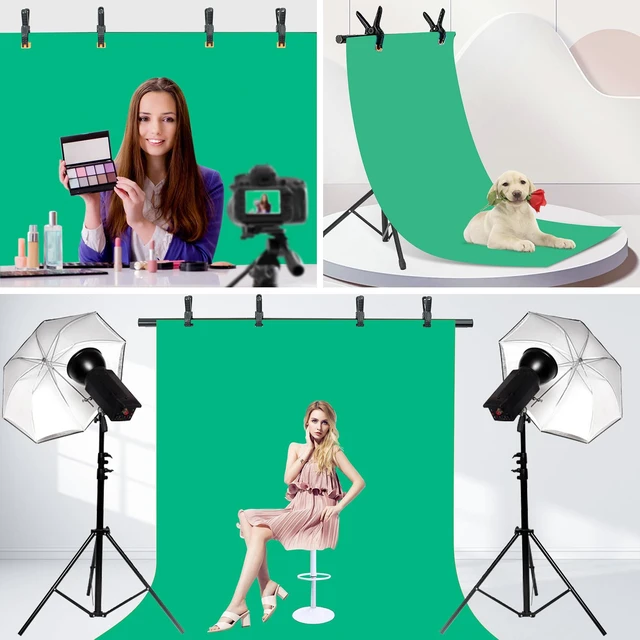 Alt view image 7 of 7 - Coliflor T-Shape Portable Backdrop Stand, 6.5x3.2ft Adjustable Photo Background Stand Kit, Sturdy Small Back Drop Holder with 4 Spring Clamps, Carry Bag for Parties, Photography and Video Studio