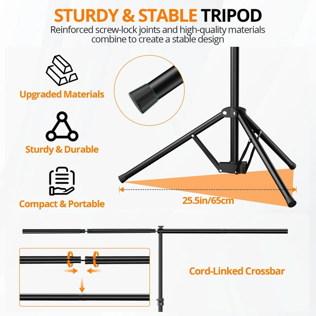Alt view image 5 of 7 - Qoolfoto Green Screen Backdrop Kit 5x7 ft with Foldable T-Shaped Stand | Portable Greenscreen Background with 5 Clamps, Carrying Bag for Parties, Streaming, Photography, Zoom, Gaming, Video Studio