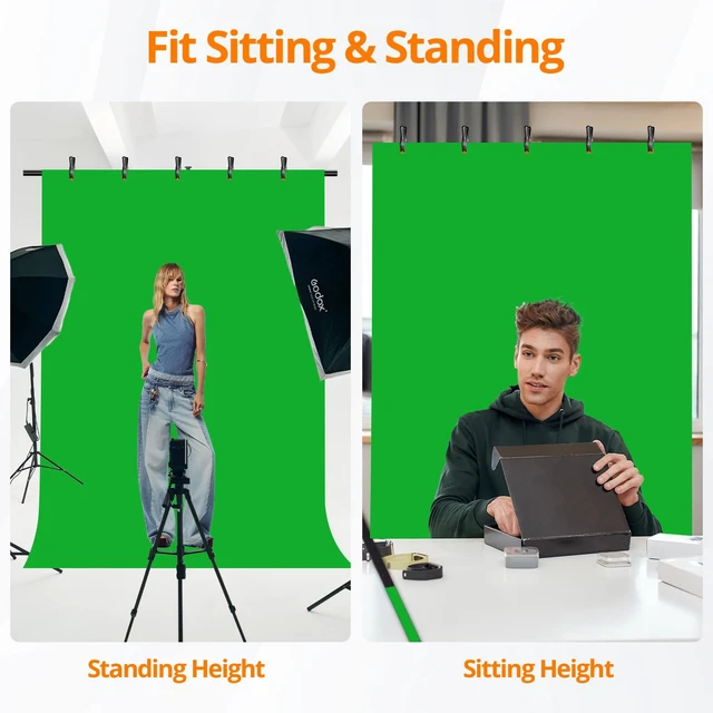 Alt view image 7 of 7 - Qoolfoto Green Screen Backdrop Kit 5x7 ft with Foldable T-Shaped Stand | Portable Greenscreen Background with 5 Clamps, Carrying Bag for Parties, Streaming, Photography, Zoom, Gaming, Video Studio